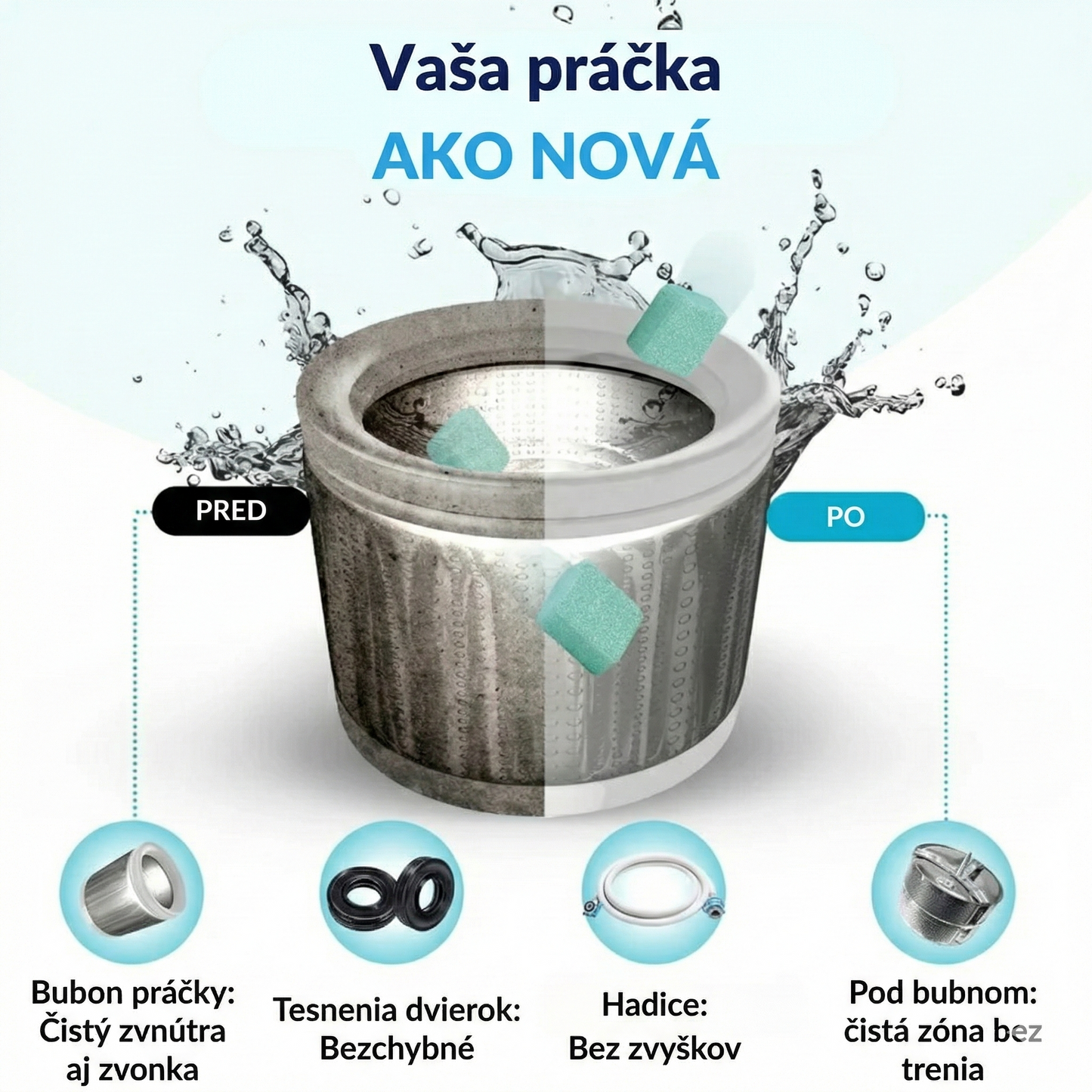 Profesionalno sredstvo za čišćenje perilice rublja – aktivni enzimi